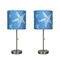 Brushed Nickel Finish Coastal Table Lamp With Blue Starfish Shade Set of 2
